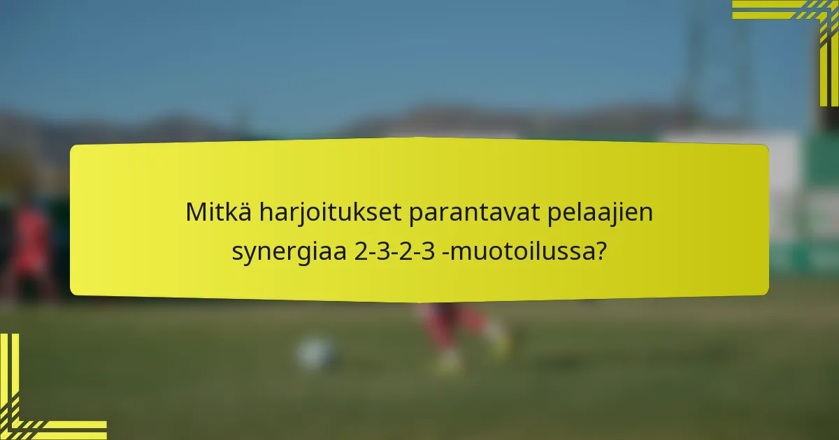 Mitkä harjoitukset parantavat pelaajien synergiaa 2-3-2-3 -muotoilussa?