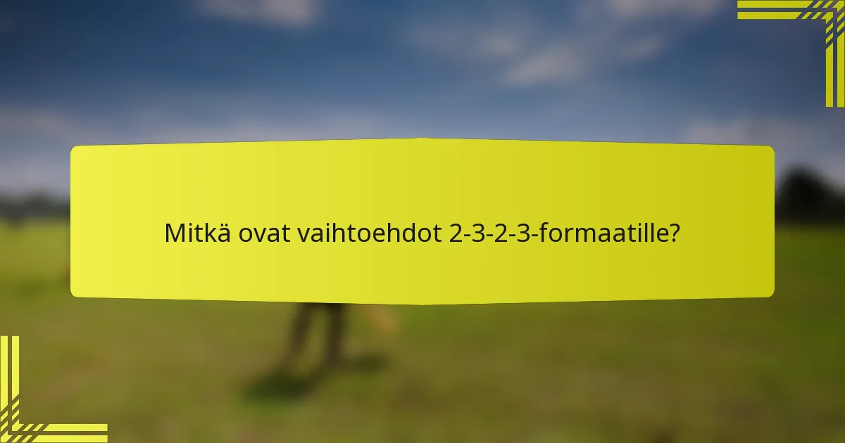 Mitkä ovat vaihtoehdot 2-3-2-3-formaatille?